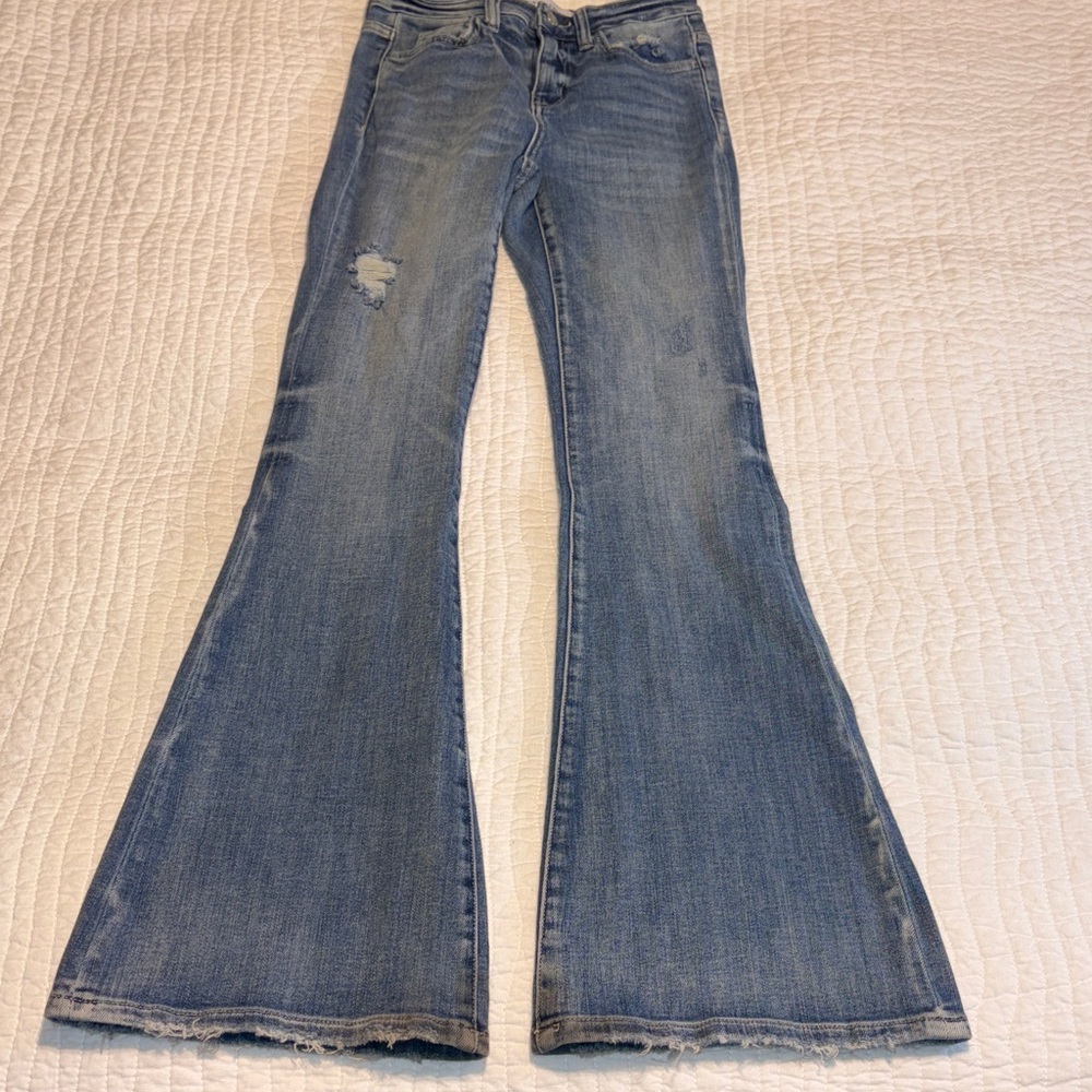 Flying Monkey Blue Flare Distressed Jeans - Picture 2 of 9